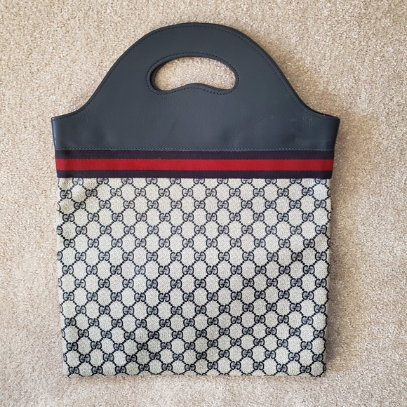 Blue Vintage Gucci Shopper Tote Handbag Authentic - Picture 3 of 8